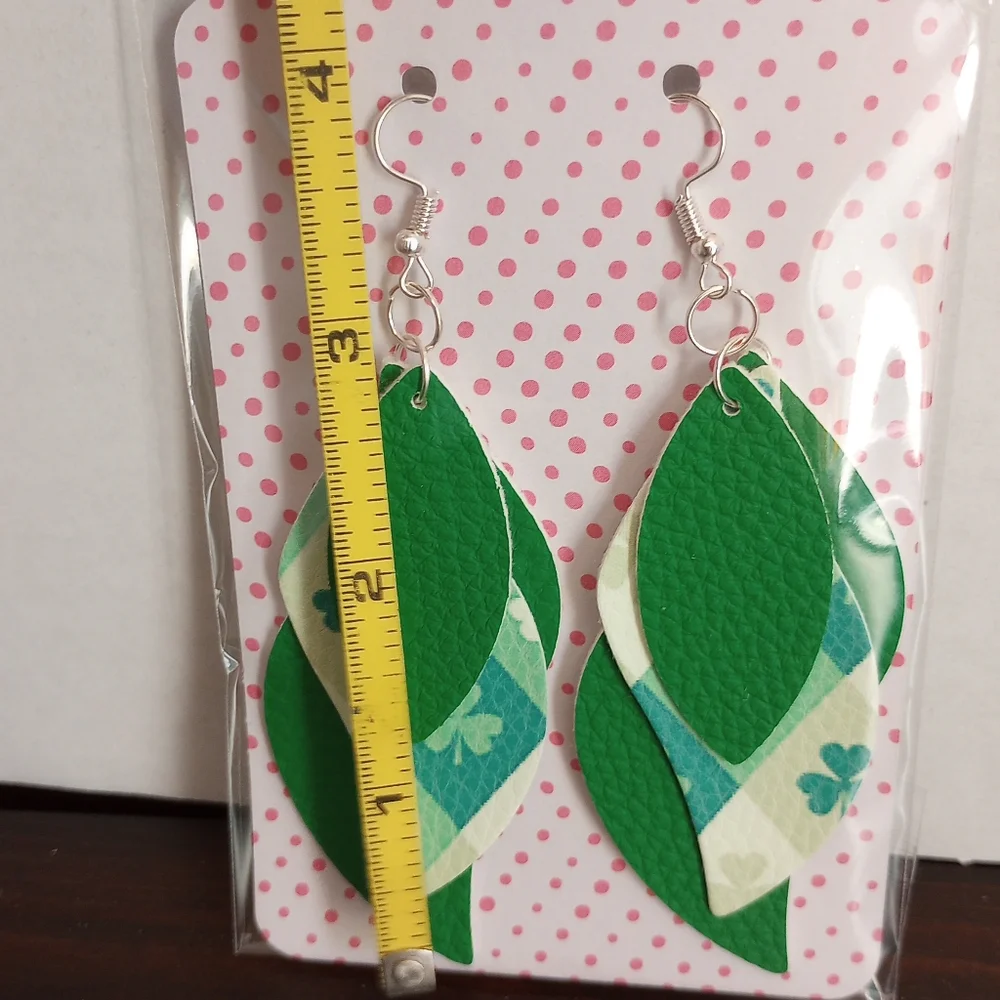 St. Patrick's‎ Day Faux Leather Handcrafted New Earrings